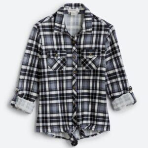 Stitch Fix PASSPORT Chelsea Tie Front Hi Lo Hem Top 12 | Black